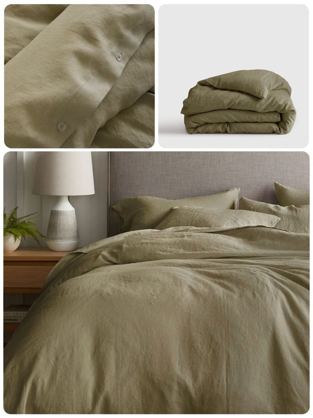 QUINCE European Linen Duvet Cover - Twin - Aloe